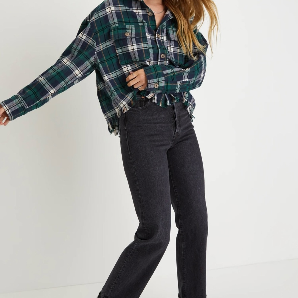 NWT Lulus Plaid Flannel Raw Hem Top